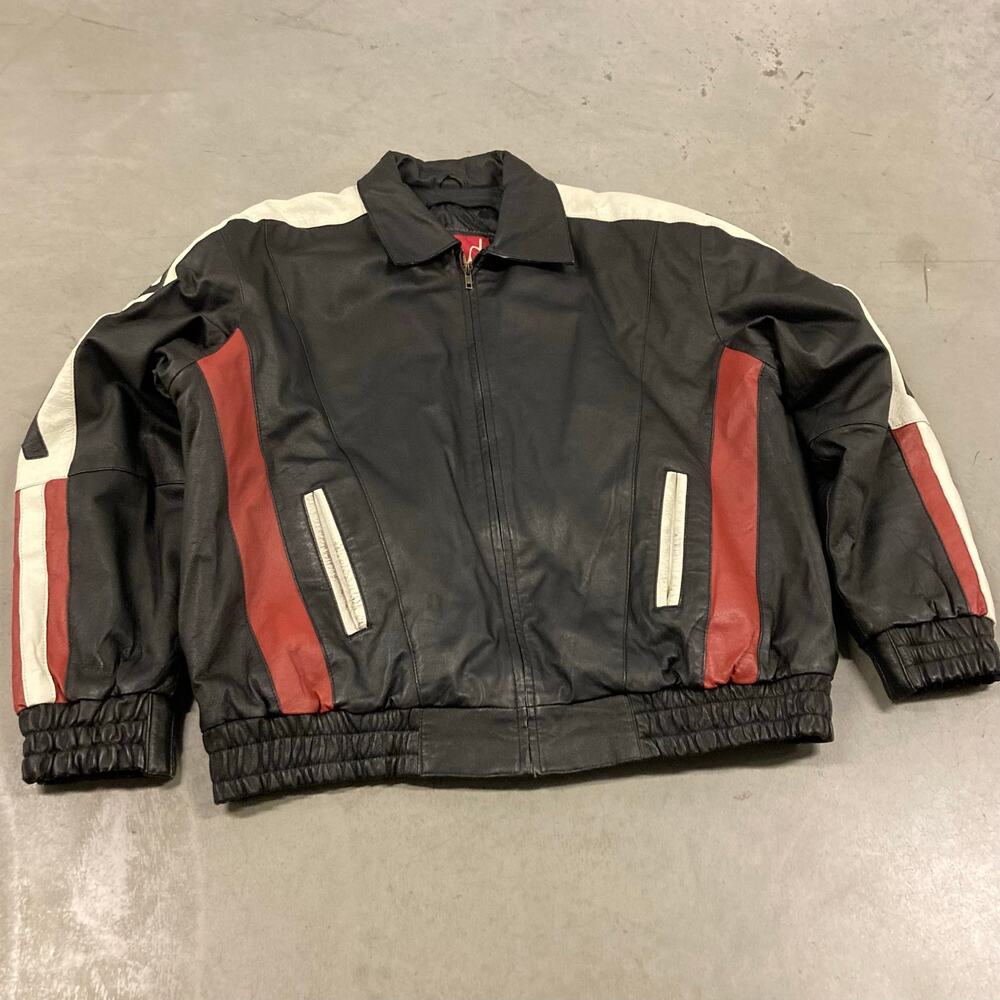 vintage 90s American flag leather jacket